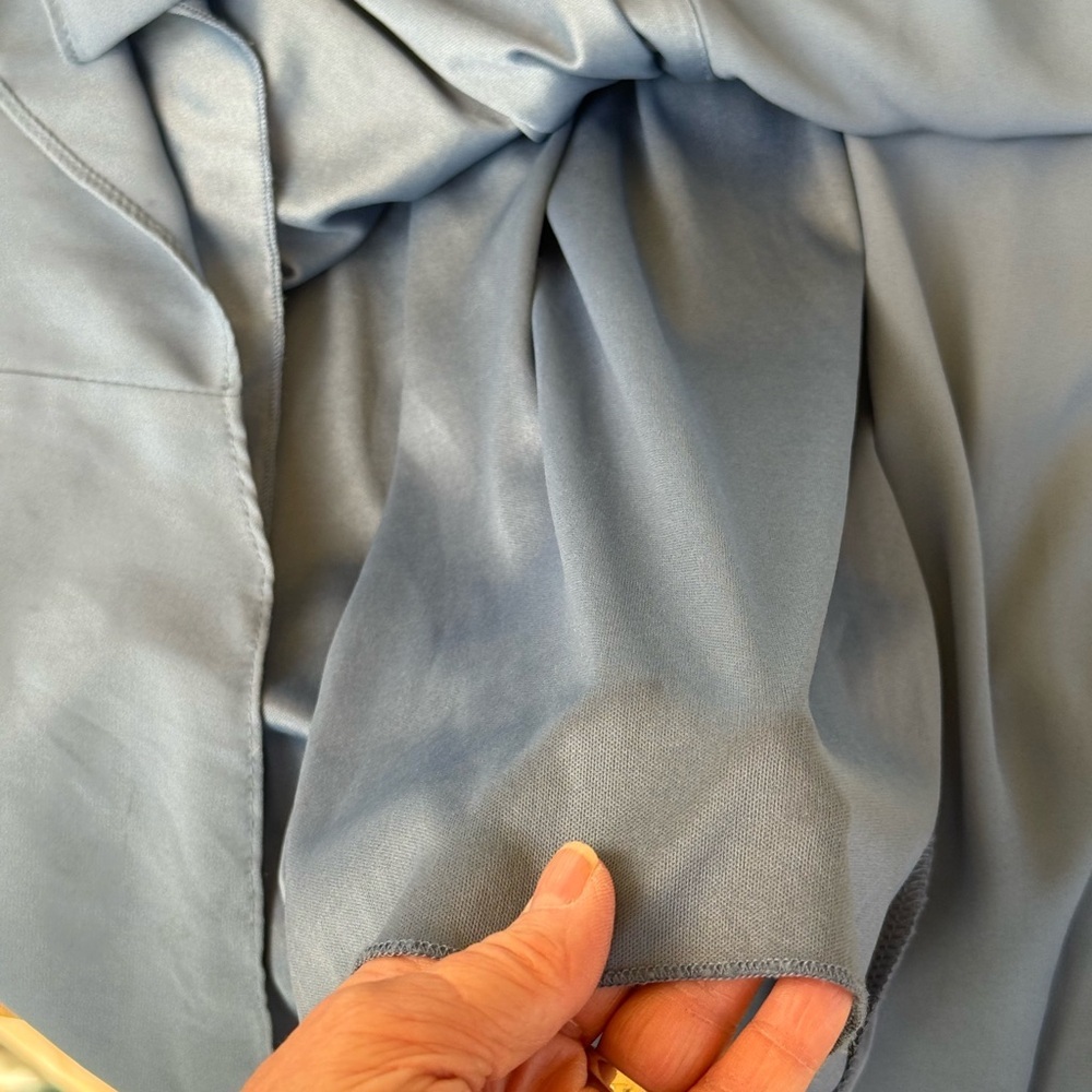 Celebrate DB Studio Flutter Sleeve Georgette Wrap Slate Blue MOB Maxi Dress 10 - Picture 9 of 10